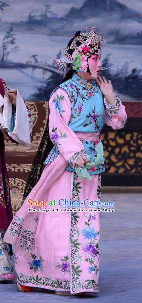 Chinese Beijing Opera Young Lady Garment Costumes and Hair Accessories The Jade Hairpin Traditional Peking Opera Servant Girl Dress Apparels
