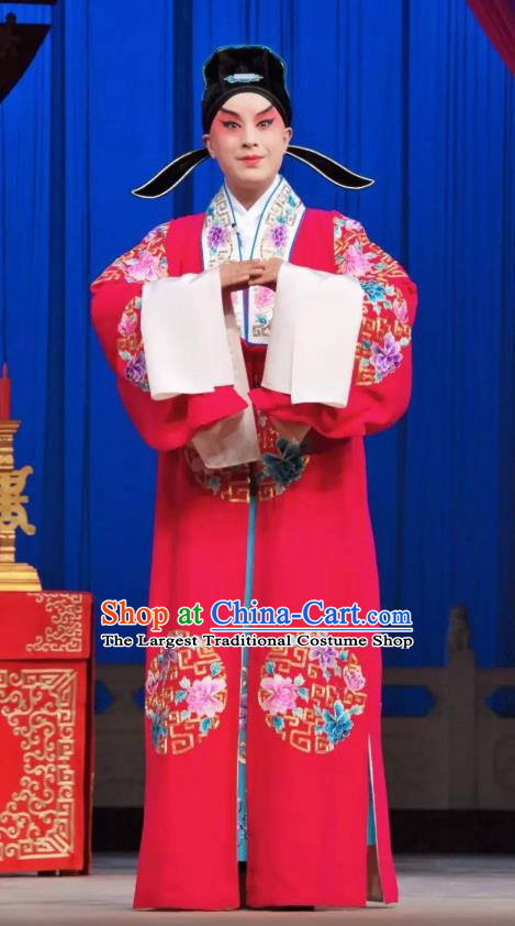 The Jade Hairpin Chinese Peking Opera Young Male Apparels Costumes and Headpieces Beijing Opera Xiaosheng Scholar Zhao Qixian Garment Clothing