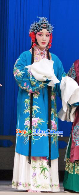 Chinese Beijing Opera Rich Lady Garment Zhang Youzhen Costumes and Hair Accessories The Jade Hairpin Traditional Peking Opera Young Female Dress Hua Tan Apparels