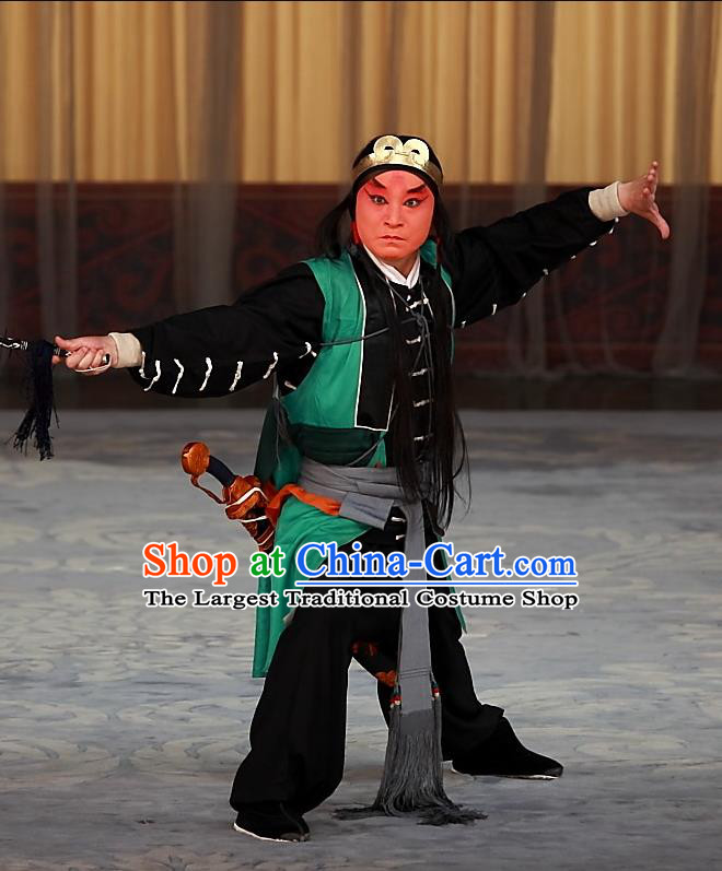 Ying Xiong Yi Chinese Peking Opera Swordsman Apparels Costumes and Headpieces Beijing Opera Wusheng Garment Martial Male Yan Qing Clothing