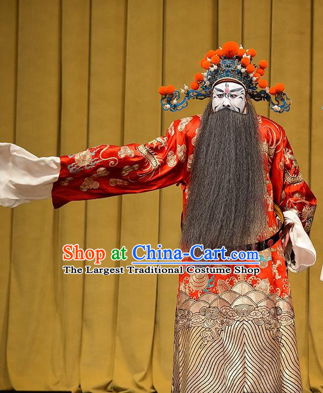 Sun An Dong Ben Chinese Peking Opera Imperial Tutor Apparels Costumes and Headpieces Beijing Opera Elderly Male Garment Official Zhang Cong Clothing