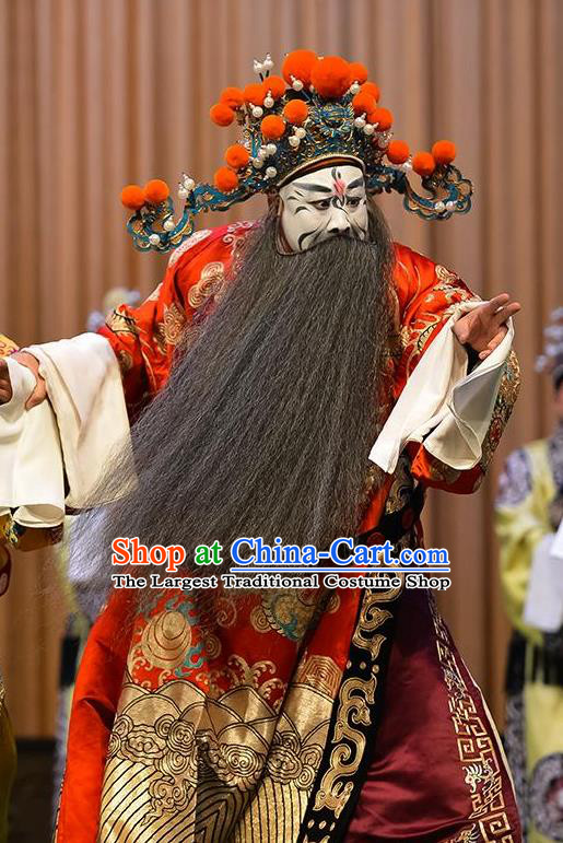 Sun An Dong Ben Chinese Peking Opera Imperial Tutor Apparels Costumes and Headpieces Beijing Opera Elderly Male Garment Official Zhang Cong Clothing