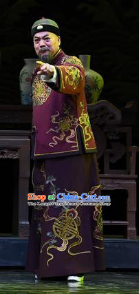 Jin E Chinese Ping Opera Qing Dynasty Landlord Garment Costumes and Headwear Pingju Opera Elderly Man Apparels Clothing