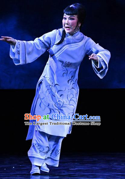 Chinese Ping Opera Female Servant Apparels Costumes and Headpieces Jin E Traditional Pingju Opera Dress Elderly Woman Garment