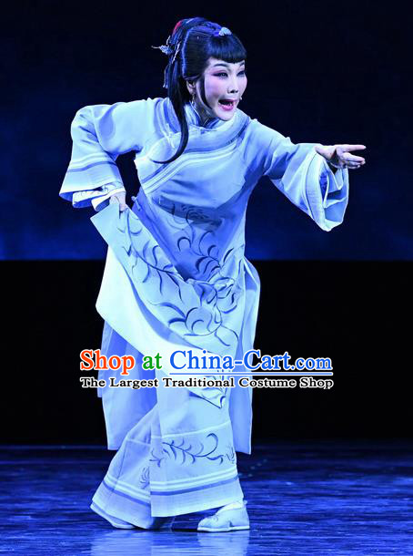 Chinese Ping Opera Female Servant Apparels Costumes and Headpieces Jin E Traditional Pingju Opera Dress Elderly Woman Garment