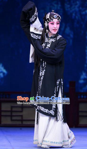 Chinese Ping Opera Tsing Yi Apparels Costumes and Headpieces Shao Gu Ji Traditional Pingju Opera Young Female Black Dress Garment