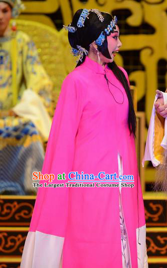 Chinese Ping Opera Young Female Apparels Costumes and Headpieces Yu Zhou Feng Traditional Pingju Opera Diva Zhao Yanrong Rosy Dress Garment