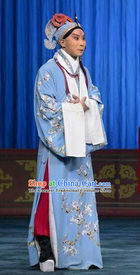 Da Jiu Guan Chinese Peking Opera Xiaosheng Apparels Costumes and Headpieces Beijing Opera Scholar Garment Young Male Shi En Clothing