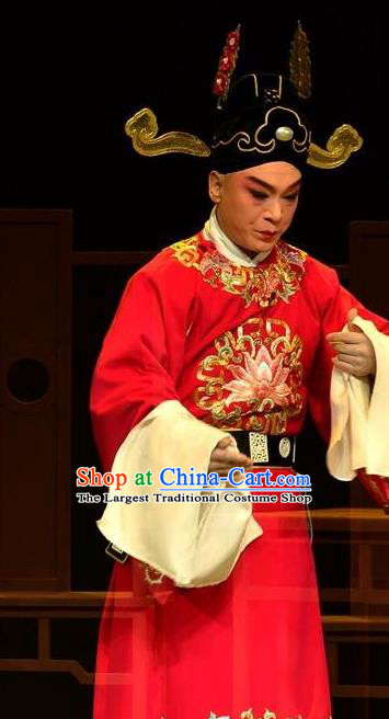 Elege for Love Chinese Ping Opera Number One Scholar Wang Kui Garment Costumes and Headwear Pingju Opera Young Male Official Robe Apparels Clothing