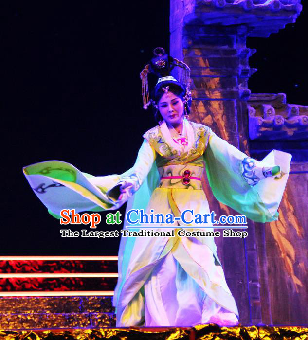 Chinese Beijing Opera Hua Tan Garment Costumes and Hair Accessories Traditional Peking Opera Cao Cao Actress Zhen Fu Dress Apparels