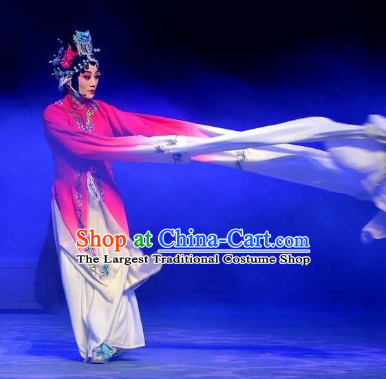 Chinese Ping Opera Diva Jiao Guiying Apparels Costumes and Headpieces Elege for Love Traditional Pingju Opera Distress Maiden Rosy Dress Actress Garment