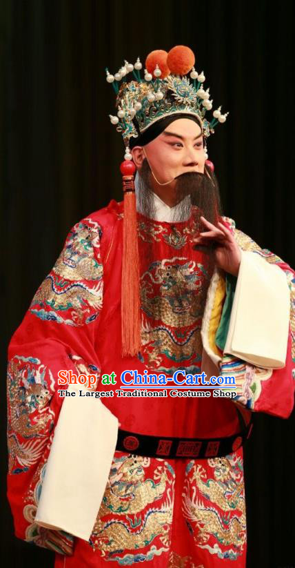 Wang Baochuan Chinese Peking Opera Lord Xue Pinggui Apparels Costumes and Headpieces Beijing Opera Elderly Male Garment Emperor Clothing