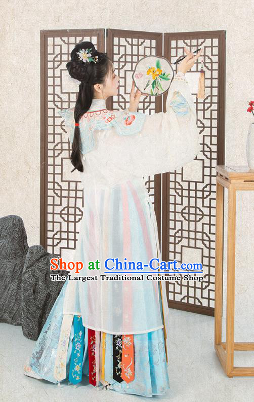Chinese Traditional Ming Dynasty Nobility Female Historical Costumes Ancient Patrician Lady Embroidered Hanfu Dress Royal Princess Garment