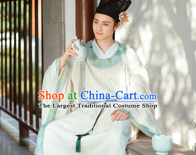 Chinese Traditional Song Dynasty Scholar Historical Costumes Ancient Nobility Childe Hanfu Young Man Garment Clothing