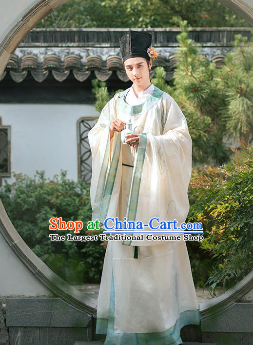 Chinese Traditional Song Dynasty Scholar Historical Costumes Ancient Nobility Childe Hanfu Young Man Garment Clothing