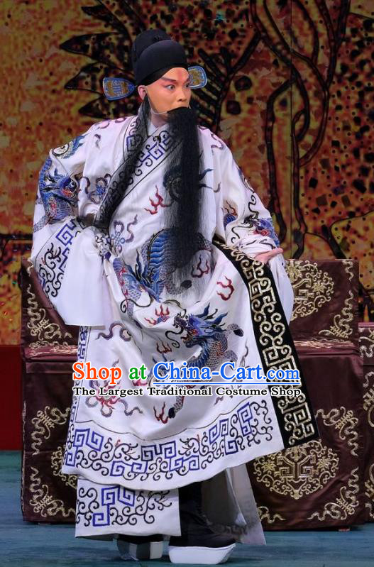 Ding Sheng Chun Qiu Chinese Peking Opera Elderly Man Wu Yuan Apparels Costumes and Headpieces Beijing Opera Martial Male Garment Takefu Clothing