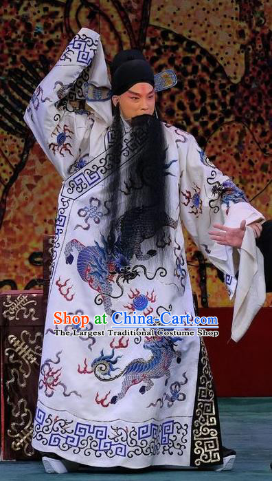 Ding Sheng Chun Qiu Chinese Peking Opera Elderly Man Wu Yuan Apparels Costumes and Headpieces Beijing Opera Martial Male Garment Takefu Clothing