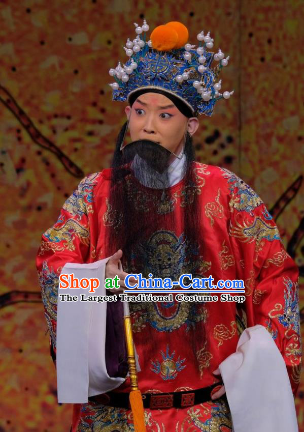 Ding Sheng Chun Qiu Chinese Peking Opera Laosheng Apparels Costumes and Headpieces Beijing Opera Elderly Male Garment King Clothing