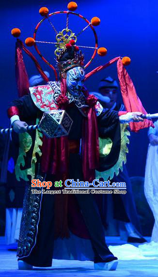 Breeze Pavilion Chinese Ping Opera God Garment Costumes and Headwear Pingju Opera Immortal Armor Apparels Clothing