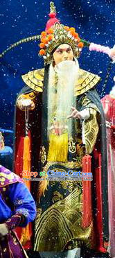 The Tiger Generals Chinese Peking Opera Lord Li Keyong Apparels Costumes and Headpieces Beijing Opera Elderly Male Garment King Clothing