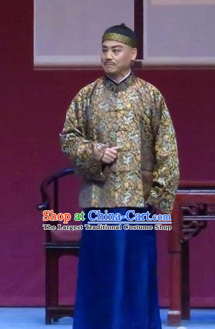 Zhao Yunniang Chinese Ping Opera Republican Period Elderly Male Garment Costumes Pingju Opera Merchant Fu Youyu Apparels Clothing and Hat