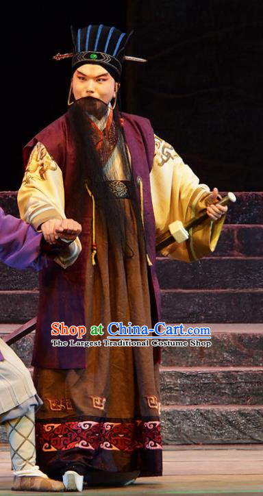 King of Qi Tian Heng Chinese Peking Opera Laosheng Apparels Costumes and Headpieces Beijing Opera Elderly Male Garment Clothing