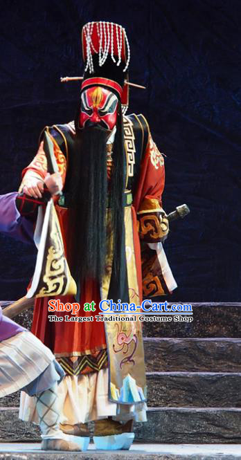 King of Qi Tian Heng Chinese Peking Opera Jing Apparels Costumes and Headpieces Beijing Opera Painted Role Garment Lord Clothing