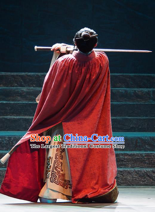 King of Qi Tian Heng Chinese Peking Opera Monarch Apparels Costumes and Headpieces Beijing Opera Elderly Male Garment Clothing