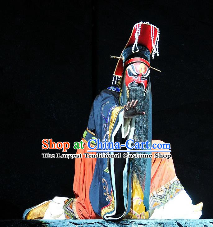 King of Qi Tian Heng Chinese Peking Opera Monarch Apparels Costumes and Headpieces Beijing Opera Lord Garment Monarch Clothing