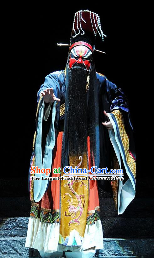 King of Qi Tian Heng Chinese Peking Opera Monarch Apparels Costumes and Headpieces Beijing Opera Lord Garment Monarch Clothing