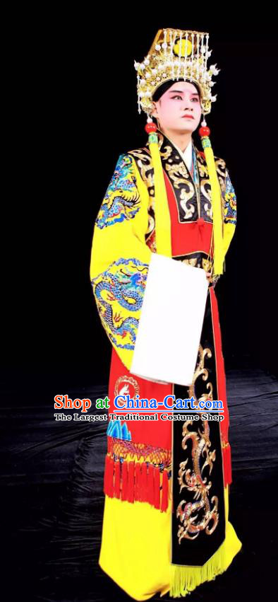 Tai Hou Gai Jia Chinese Sichuan Opera Emperor Apparels Costumes and Headpieces Peking Opera Xiaosheng Garment Young Male Clothing