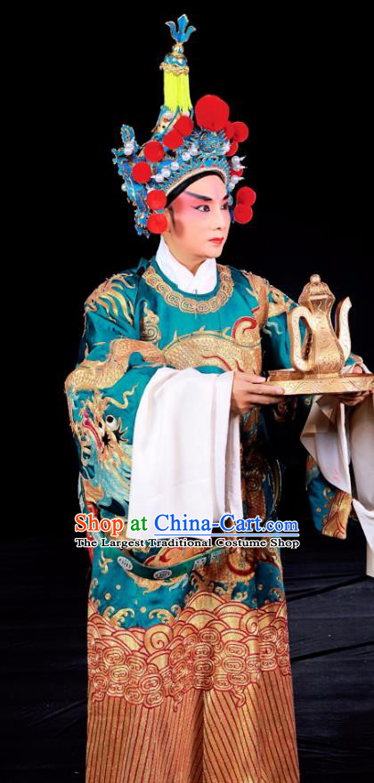 Tai Hou Gai Jia Chinese Sichuan Opera Young Male Apparels Costumes and Headpieces Peking Opera Eunuch Garment Clothing