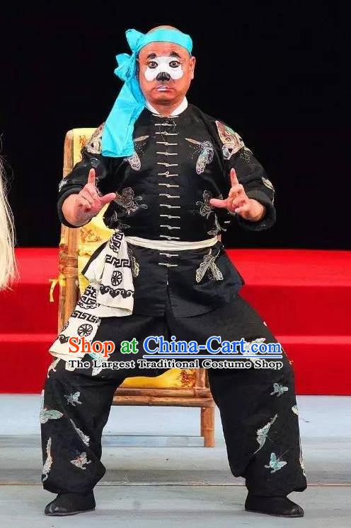 Tai Hou Gai Jia Chinese Sichuan Opera Takefu Apparels Costumes and Headpieces Peking Opera Wusheng Garment Martial Male Black Clothing