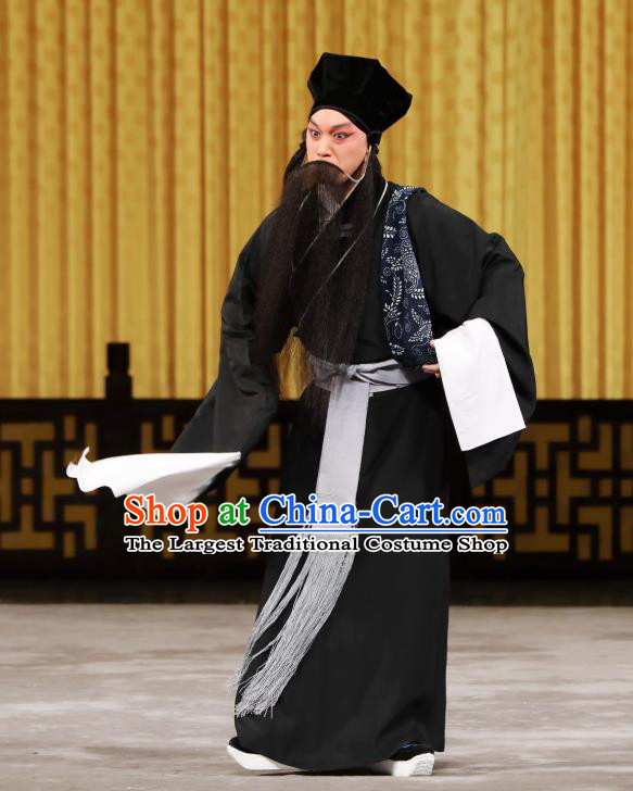 Yi Peng Xue Chinese Peking Opera Elderly Servant Mo Cheng Apparels Costumes and Headpieces Beijing Opera Laosheng Garment Old Man Clothing