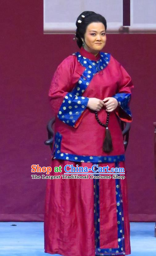 Chinese Ping Opera Republican Period Dame Apparels Costumes and Headpieces Zhao Yunniang Traditional Pingju Opera Elderly Female Dress Garment