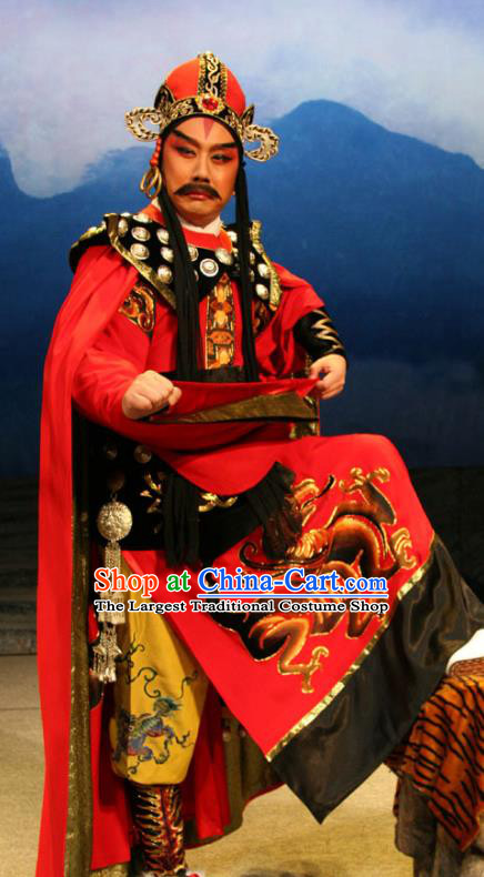 Consort Bai Jie Chinese Peking Opera Monarch Apparels Costumes and Headpieces Beijing Opera King Pi Luoge Garment Lord Clothing