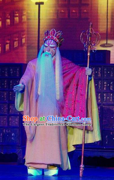 Forbidden Love Chinese Peking Opera Monk Fa Hai Apparels Costumes and Headpieces Beijing Opera Elderly Male Garment Cassock Clothing