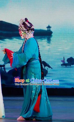 Chinese Beijing Opera Maidservant Garment Forbidden Love Costumes and Hair Accessories Traditional Peking Opera Xiaodan Dress Young Lady Xiao Qing Apparels