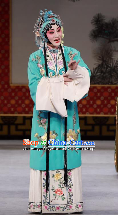 Chinese Beijing Opera Hua Tan Yu Suqiu Garment Cui Ping Mount Costumes and Hair Accessories Traditional Peking Opera Rich Lady Dress Apparels