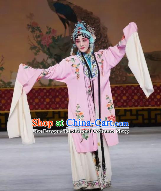 Chinese Beijing Opera Diva Yu Suqiu Garment Costumes and Hair Accessories Traditional Peking Opera Young Lady Dress Actress Apparels