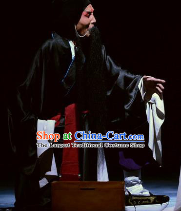 Breeze Pavilion Chinese Ping Opera Elderly Male Garment Costumes and Headwear Pingju Opera Old Servant Apparels Clothing