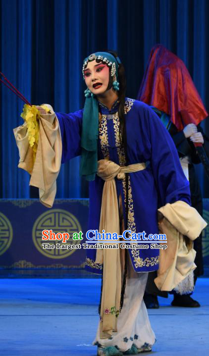 Chinese Sichuan Opera Distress Maiden Costumes and Hair Accessories Da Shen Traditional Peking Opera Tsing Yi Dress Actress Jiao Guiying Apparels