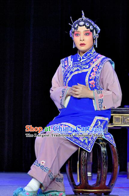 Chinese Sichuan Opera Female Servant Costumes and Hair Accessories Guiying and Wang Kui Traditional Peking Opera Dame Dress Elderly Woman Apparels