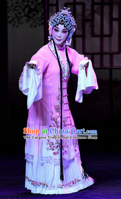 Chinese Ping Opera Diva Zhao Jintang Apparels Costumes and Headpieces Zhao Jintang Traditional Pingju Opera Hua Tan Pink Dress Garment