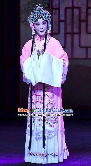 Chinese Ping Opera Diva Zhao Jintang Apparels Costumes and Headpieces Zhao Jintang Traditional Pingju Opera Hua Tan Pink Dress Garment