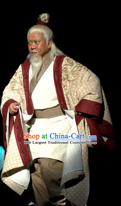 Yu Hai Kuang Chao Chinese Sichuan Opera Elderly Male Apparels Costumes and Headpieces Peking Opera Old Man Garment Landlord Clothing