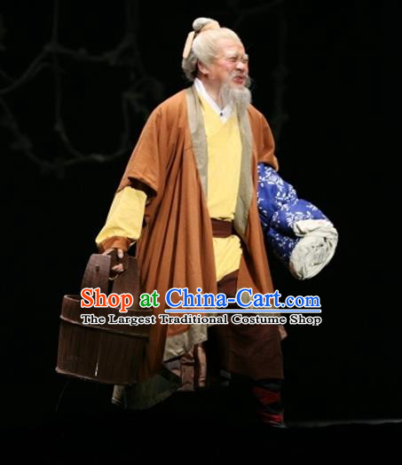 Yu Hai Kuang Chao Chinese Sichuan Opera Old Man Apparels Costumes and Headpieces Peking Opera Laosheng Garment Elderly Male Clothing