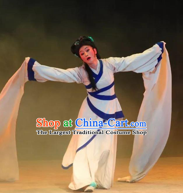 Chinese Sichuan Opera Distress Maiden Costumes and Hair Accessories Yu Hai Kuang Chao Traditional Peking Opera Young Female Dress Actress Pu Lan Apparels