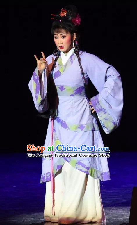 Chinese Sichuan Opera Country Lady Costumes and Hair Accessories Yu Hai Kuang Chao Traditional Peking Opera Actress Pu Lan Dress Diva Apparels