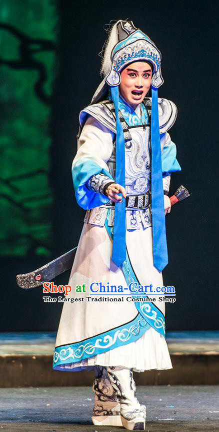 Hui Lan Ji Chinese Sichuan Opera Martial Male Apparels Costumes and Headpieces Peking Opera Wusheng Garment Takefu Armor Clothing